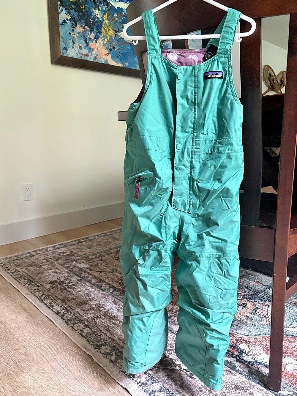 Patagonia Baby Snow Pile Bibs Snow Overalls Green & Purple Girls 4T